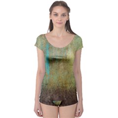 Aqua Textured Abstract Boyleg Leotard  by digitaldivadesigns