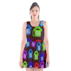 Grunge Telephone Background Pattern Scoop Neck Skater Dress by Amaryn4rt