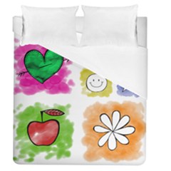 A Set Of Watercolour Icons Duvet Cover (queen Size) by Amaryn4rt