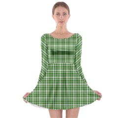 St  Patricks Day Plaid Pattern Long Sleeve Skater Dress by Valentinaart