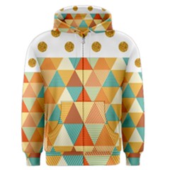 Golden Dots And Triangles Pattern Men s Zipper Hoodie by TastefulDesigns