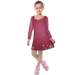 Red Background With A Pattern Kids  Long Sleeve Velvet Dress by Amaryn4rt