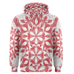 Red Pattern Filigree Snowflake On White Men s Pullover Hoodie by Amaryn4rt