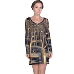 Fractal Image Of Copper Pipes Long Sleeve Nightdress by Amaryn4rt