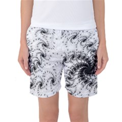 Fractal Black Spiral On White Women s Basketball Shorts by Amaryn4rt