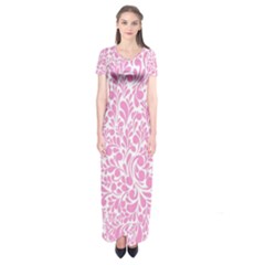 Pink Pattern Short Sleeve Maxi Dress by Valentinaart