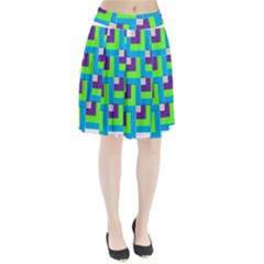 Geometric 3d Mosaic Bold Vibrant Pleated Skirt by Amaryn4rt