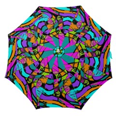 Abstract Art Squiggly Loops Multicolored Straight Umbrellas by EDDArt