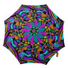 Abstract Art Squiggly Loops Multicolored Hook Handle Umbrellas (large) by EDDArt