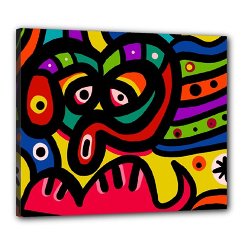 A Seamless Crazy Face Doodle Pattern Canvas 24  X 20  by Amaryn4rt