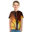 Rays Of Light Tree In Fog At Night Kids  Sport Mesh Tee View1