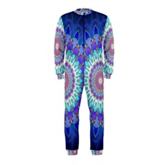 Power Flower Mandala   Blue Cyan Violet Onepiece Jumpsuit (kids) by EDDArt