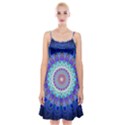 Power Flower Mandala   Blue Cyan Violet Spaghetti Strap Velvet Dress View1