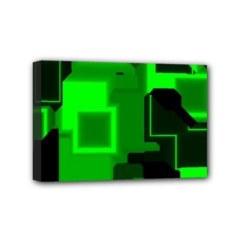 Green Cyber Glow Pattern Mini Canvas 6  X 4  by Simbadda