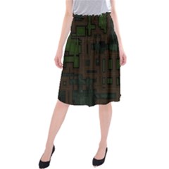 Circuit Board A Completely Seamless Background Design Midi Beach Skirt by Simbadda