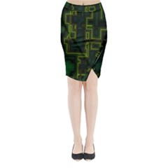 A Completely Seamless Background Design Circuit Board Midi Wrap Pencil Skirt by Simbadda