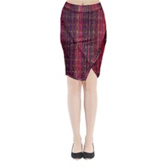 Colorful And Glowing Pixelated Pixel Pattern Midi Wrap Pencil Skirt by Simbadda