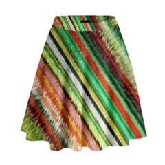 Colorful Stripe Extrude Background High Waist Skirt by Simbadda