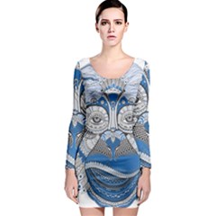 Pattern Monkey New Year S Eve Long Sleeve Bodycon Dress by Simbadda