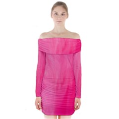 Very Pink Feather Long Sleeve Off Shoulder Dress by Simbadda