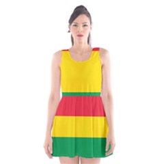 Rasta Colors Red Yellow Gld Green Stripes Pattern Ethiopia Scoop Neck Skater Dress by yoursparklingshop