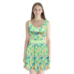 Light Green Floral Split Back Mini Dress  by CoolDesigns