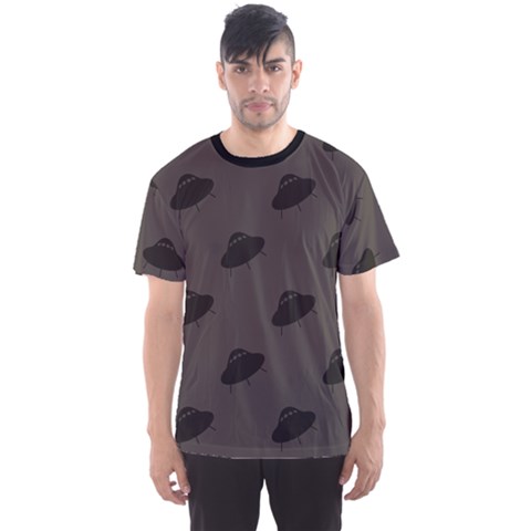 Black Ufo Web Flat Design Gray Pattern Men s Sport Mesh Tee by CoolDesigns