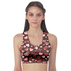 Black Beautiful Love Hearts Pattern Women s Sport Bra by CoolDesigns