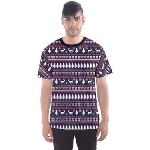 Black Christmas Pattern Pattern Men s Sport Mesh Tee by CoolDesigns