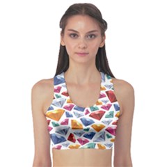 Colorful Colorful Diamond Gemstones On White Jewels Women s Sport Bra by CoolDesigns