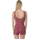 Purple Pattern with Macaw Parrots Hand Drawn Women s One Piece Swimsuit View2