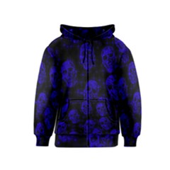 Sparkling Glitter Skulls Blue Kids  Zipper Hoodie by ImpressiveMoments