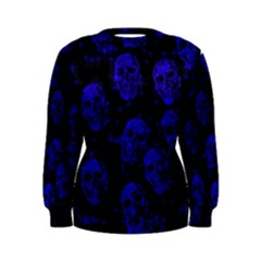 Sparkling Glitter Skulls Blue Women s Sweatshirt by ImpressiveMoments