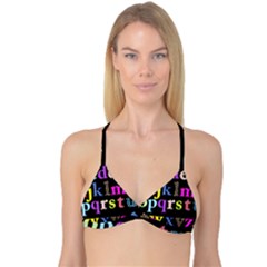 Alphabet Letters Colorful Polka Dots Letters In Lower Case Reversible Tri Bikini Top by Simbadda