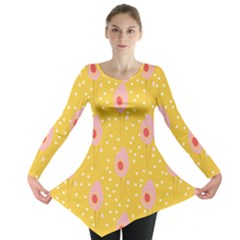 Flower Floral Tulip Leaf Pink Yellow Polka Sot Spot Long Sleeve Tunic  by Mariart