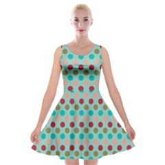 Large Colored Polka Dots Line Circle Velvet Skater Dress by Mariart