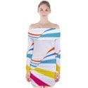 Line Rainbow Orange Blue Yellow Red Pink White Wave Waves Long Sleeve Off Shoulder Dress View1