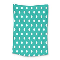 Polka Dots White Blue Small Tapestry by Mariart