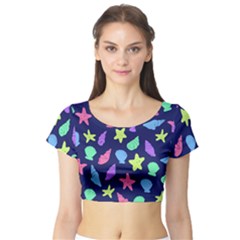 Shells Short Sleeve Crop Top (tight Fit) by BubbSnugg