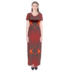 Impressive Red Fractal Short Sleeve Maxi Dress by Simbadda