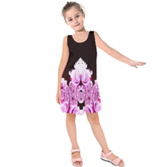 Fractal In Pink Lovely Kids  Sleeveless Dress by Simbadda