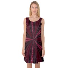 Red Ribbon Effect Newtonian Fractal Sleeveless Satin Nightdress by Simbadda