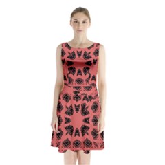 Digital Computer Graphic Seamless Patterned Ornament In A Red Colors For Design Sleeveless Chiffon Waist Tie Dress by Simbadda