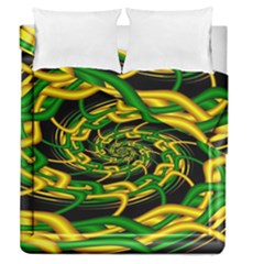 Green Yellow Fractal Vortex In 3d Glass Duvet Cover Double Side (queen Size) by Simbadda