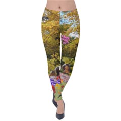 Near The Woods In Spring With Cat, Rabbit, And Squirrels Velvet Leggings by SusanFranzblau