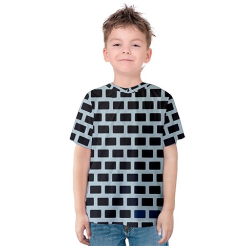 Bricks Black Blue Line Kids  Cotton Tee by Mariart