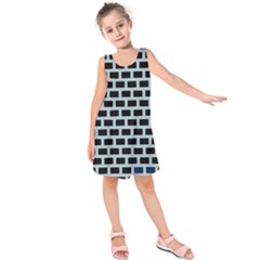 Bricks Black Blue Line Kids  Sleeveless Dress by Mariart