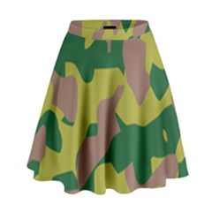 Camouflage Green Yellow Brown High Waist Skirt by Mariart