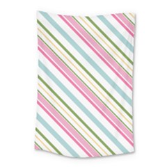 Diagonal Stripes Color Rainbow Pink Green Red Blue Small Tapestry by Mariart