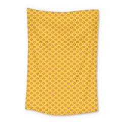 Polka Dot Orange Yellow Small Tapestry by Mariart